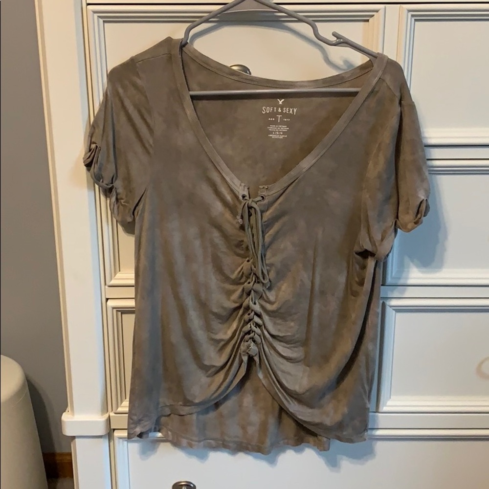 american eagle (soft and sexy) green/grey shirt